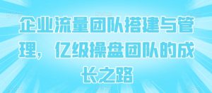 企业流量团队搭建与管理，亿级操盘团队的成长之路-小本创业副业项目推荐_零成本在家赚钱项目_中赚网