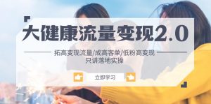 大健康 流量 变现2.0:拓高变现 流量/成高客单/低粉高变现/只讲落地实战-小本创业副业项目推荐_零成本在家赚钱项目_中赚网