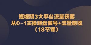 短视频3大平台流量获客：从0-1实操起盘做号+流量创收（18节课）-小本创业副业项目推荐_零成本在家赚钱项目_中赚网