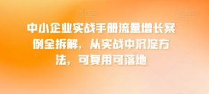 中小企业实战手册流量增长案例全拆解，从实战中沉淀方法，可复用可落地-小本创业副业项目推荐_零成本在家赚钱项目_中赚网