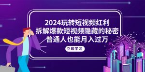 2024玩转短视频红利，拆解爆款短视频隐藏的秘密，普通人也能月入过万-小本创业副业项目推荐_零成本在家赚钱项目_中赚网
