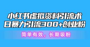 小红书虚拟资料引流术，日暴力引流300+创业粉，简单有效，长期吸粉-小本创业副业项目推荐_零成本在家赚钱项目_中赚网