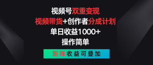 视频号双重变现，视频带货+创作者分成计划 , 单日收益1000+，操作简单，矩阵收益叠加-小本创业副业项目推荐_零成本在家赚钱项目_中赚网