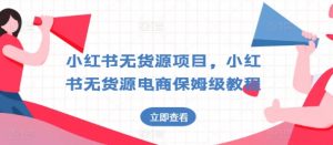 小红书无货源项目，小红书无货源电商保姆级教程-小本创业副业项目推荐_零成本在家赚钱项目_中赚网