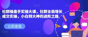 社群操盘手实操大课，社群全局增长成交实操，小白到大神的进阶之路-小本创业副业项目推荐_零成本在家赚钱项目_中赚网