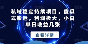 私域稳定持续项目，傻瓜式搬运，利润极大，小白单日收益几张-小本创业副业项目推荐_零成本在家赚钱项目_中赚网