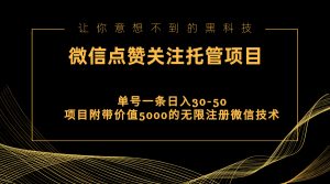 视频号托管点赞关注，单微信30-50元，附带价值5000无限注册微信技术-小本创业副业项目推荐_零成本在家赚钱项目_中赚网
