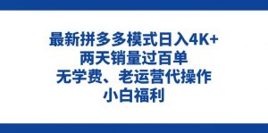 拼多多最新模式日入4K+两天销量过百单，无学费、老运营代操作、小白福利-小本创业副业项目推荐_零成本在家赚钱项目_中赚网