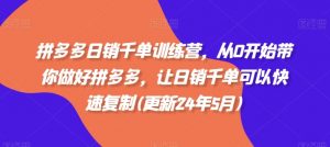 拼多多日销千单训练营，从0开始带你做好拼多多，让日销千单可以快速复制(更新24年6月)-小本创业副业项目推荐_零成本在家赚钱项目_中赚网