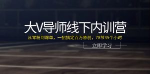 大V导师线下内训营：从零粉到爆单，一招搞定百万原创，78节45个小时-小本创业副业项目推荐_零成本在家赚钱项目_中赚网