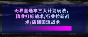 无界直通车三大计划玩法，精准打标战术/行业拉新战术/店铺回流战术-小本创业副业项目推荐_零成本在家赚钱项目_中赚网