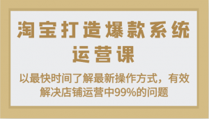 淘宝打造爆款系统运营课：以最快时间了解最新操作方式，有效解决店铺运营中99%的问题-小本创业副业项目推荐_零成本在家赚钱项目_中赚网