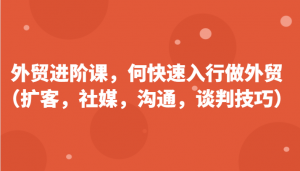 外贸进阶课，帮助你了解如何快速入行做外贸（扩客，社媒，沟通，谈判技巧）更新180节-小本创业副业项目推荐_零成本在家赚钱项目_中赚网