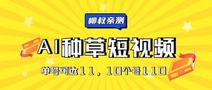 AI种草单账号日收益11元（抖音，快手，视频号），10个就是110元-小本创业副业项目推荐_零成本在家赚钱项目_中赚网