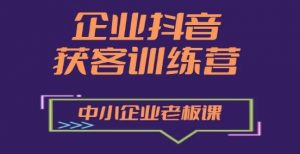 企业抖音营销获客增长训练营，中小企业老板必修课-小本创业副业项目推荐_零成本在家赚钱项目_中赚网