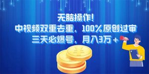 无脑操作!中视频双重去重，100%原创过审，三天必爆号，月入3万+-小本创业副业项目推荐_零成本在家赚钱项目_中赚网