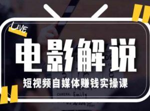 电影解说短视频自媒体赚钱实操课，教你做电影解说短视频，月赚1万-小本创业副业项目推荐_零成本在家赚钱项目_中赚网