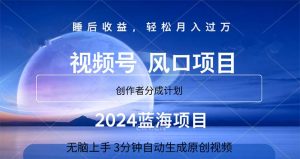 2024蓝海项目，3分钟自动生成视频，月入过万-小本创业副业项目推荐_零成本在家赚钱项目_中赚网
