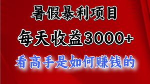 暑假暴利项目，每天收益3000+ 努努力能达到5000+，暑假大流量来了-小本创业副业项目推荐_零成本在家赚钱项目_中赚网