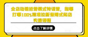 全店动销经营模式特训营，指哪打哪100%精准拉新保姆式起店实操课程-小本创业副业项目推荐_零成本在家赚钱项目_中赚网