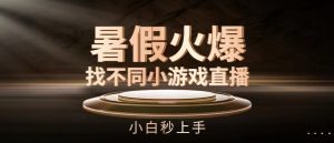 暑假火爆找不同小游戏直播间，小白秒上手-小本创业副业项目推荐_零成本在家赚钱项目_中赚网