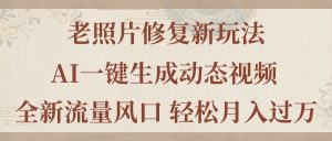 （11503期）老照片修复新玩法，老照片AI一键生成动态视频 全新流量风口 轻松月入过万-小本创业副业项目推荐_零成本在家赚钱项目_中赚网
