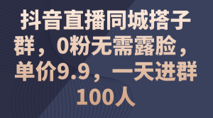 （11502期）抖音直播同城搭子群，0粉无需露脸，单价9.9，一天进群100人-小本创业副业项目推荐_零成本在家赚钱项目_中赚网