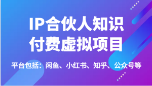 IP合伙人知识付费虚拟项目，包括：闲鱼、小红书、知乎、公众号等（51节）-小本创业副业项目推荐_零成本在家赚钱项目_中赚网