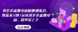 拼多多虚拟电商陪跑训练营，教你从0到1玩转拼多多虚拟电商，简单易上手-小本创业副业项目推荐_零成本在家赚钱项目_中赚网