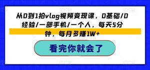 从0到1拍vlog视频变现课，0基础/0经验/一部手机/一个人，每天5分钟，每月多赚1W+-小本创业副业项目推荐_零成本在家赚钱项目_中赚网
