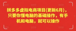 拼多多虚拟电商项目(更新6月)，只要你懂电脑的基础操作，有手机和电脑，就可以操作-小本创业副业项目推荐_零成本在家赚钱项目_中赚网