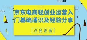 京东电商轻创业运营入门基础通识及经验分享-小本创业副业项目推荐_零成本在家赚钱项目_中赚网