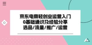 京东电商轻创业运营入门0基础通识及经验分享：选品/流量/推广/运营-小本创业副业项目推荐_零成本在家赚钱项目_中赚网