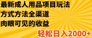 最新成人用品项目玩法，方式方法全渠道，轻松日入2K+-小本创业副业项目推荐_零成本在家赚钱项目_中赚网