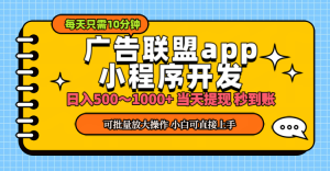 （11645期）小程序开发 广告赚钱 日入500~1000+ 小白轻松上手！-小本创业副业项目推荐_零成本在家赚钱项目_中赚网