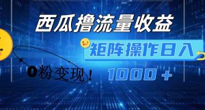 西瓜视频撸流量，简单上手，0粉变现矩阵操作，日入1000+-小本创业副业项目推荐_零成本在家赚钱项目_中赚网