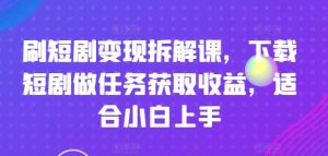 刷短剧变现拆解课，下载短剧做任务获取收益，适合小白上手-小本创业副业项目推荐_零成本在家赚钱项目_中赚网