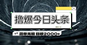 （11665期）撸爆今日头条 简单无脑操作 日收2000+-小本创业副业项目推荐_零成本在家赚钱项目_中赚网