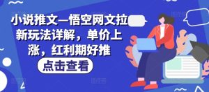小说推文—悟空网文拉新玩法详解，单价上涨，红利期好推-小本创业副业项目推荐_零成本在家赚钱项目_中赚网