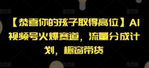 【恭喜你的孩子取得高位】AI视频号火爆赛道，流量分成计划，橱窗带货-小本创业副业项目推荐_零成本在家赚钱项目_中赚网