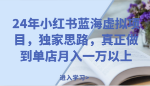 24年小红书蓝海虚拟项目，独家思路，真正做到单店月入一万以上。-小本创业副业项目推荐_零成本在家赚钱项目_中赚网