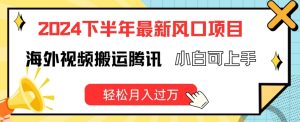 2024下半年最新风口项自，海外视频搬运腾讯，小白可上手，轻松月入过万-小本创业副业项目推荐_零成本在家赚钱项目_中赚网