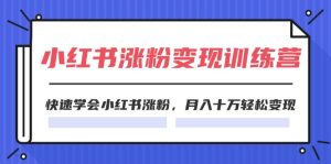 2024小红书19天涨粉变现特训营，快速学会小红书涨粉，月入十万轻松变现（42节）-小本创业副业项目推荐_零成本在家赚钱项目_中赚网