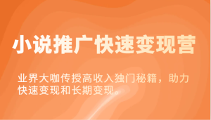 小说推广快速变现营-业界大咖传授高收入独门秘籍，助力快速变现和长期变现。-小本创业副业项目推荐_零成本在家赚钱项目_中赚网