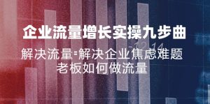 （11822期）企业流量增长实战九步曲，解决流量=解决企业焦虑难题，老板如何做流量-小本创业副业项目推荐_零成本在家赚钱项目_中赚网