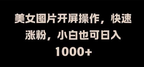 美女图片开屏操作，快速涨粉，小白也可日入1k【揭秘】-小本创业副业项目推荐_零成本在家赚钱项目_中赚网