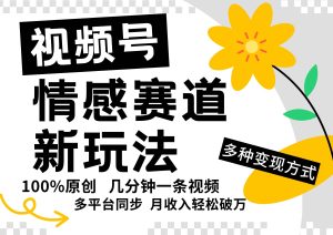 视频号情感赛道全新玩法，5分钟一条原创视频，操作简单易上手，日入500+-小本创业副业项目推荐_零成本在家赚钱项目_中赚网