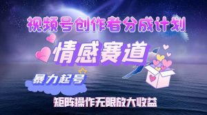 （12461期）视频号创作者分成项目之情感赛道，暴力起号，实现税后月入3W+矩阵操作…-小本创业副业项目推荐_零成本在家赚钱项目_中赚网