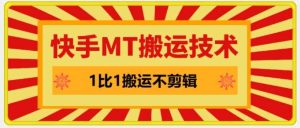 快手MT搬运技术，一比一搬运不剪辑，剧情可用，条条同框-小本创业副业项目推荐_零成本在家赚钱项目_中赚网