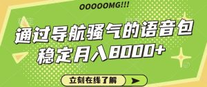 骚气的导航语音包，自用的同时还可以作为项目操作，月入8000+-小本创业副业项目推荐_零成本在家赚钱项目_中赚网